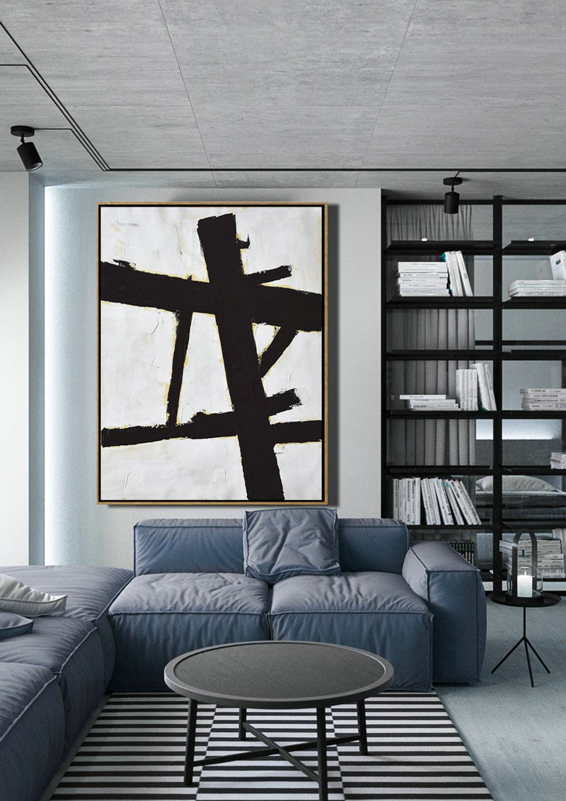 Original Painting Hand Made Large Abstract Art,Minimalist Painting On Canvas, Palette Knife Vertical Minimal Art - Hand-Painted Canvas Art